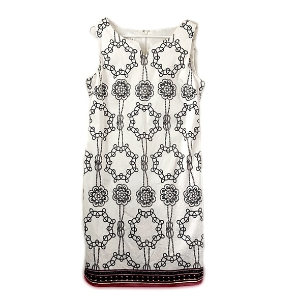 London Times Black and White Nautical Rope Sleeveless Boho Coastal Midi Dress 10 - Picture 1 of 8